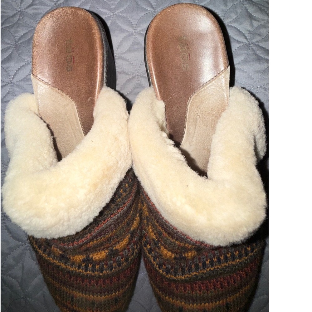 Taos Footwear "Good To Go" (or Woollery) Multi-Color Knit Wedge Clogs - Picture 3 of 8